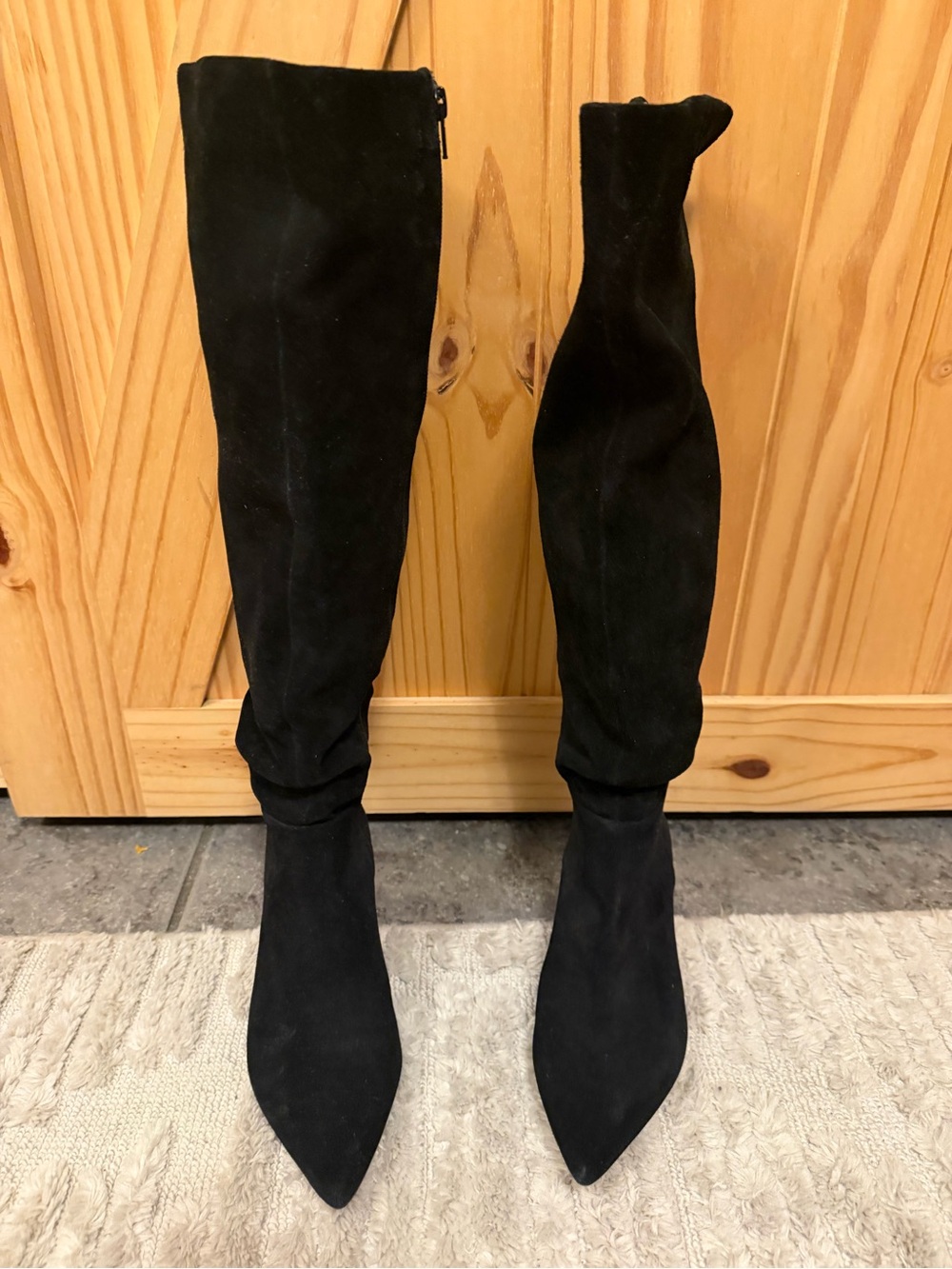 Gianni Bini Black Suede Over-the-Knee Pointed-Toe Boots